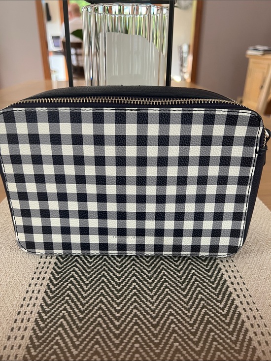 Draper James Handbags - Draper James Gingham Crossbody Bag Navy/White